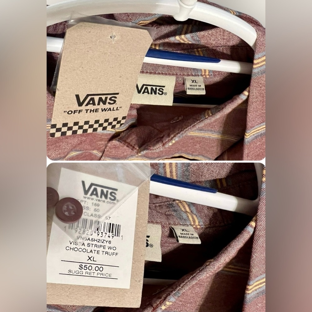 Vans Men's Red Striped Casual Shirt - Picture 3 of 3